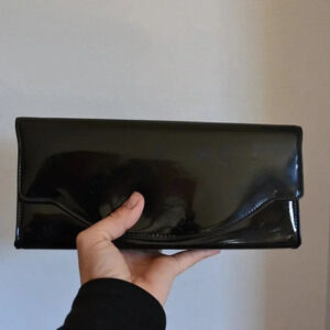 Canadian made black patent  clutch